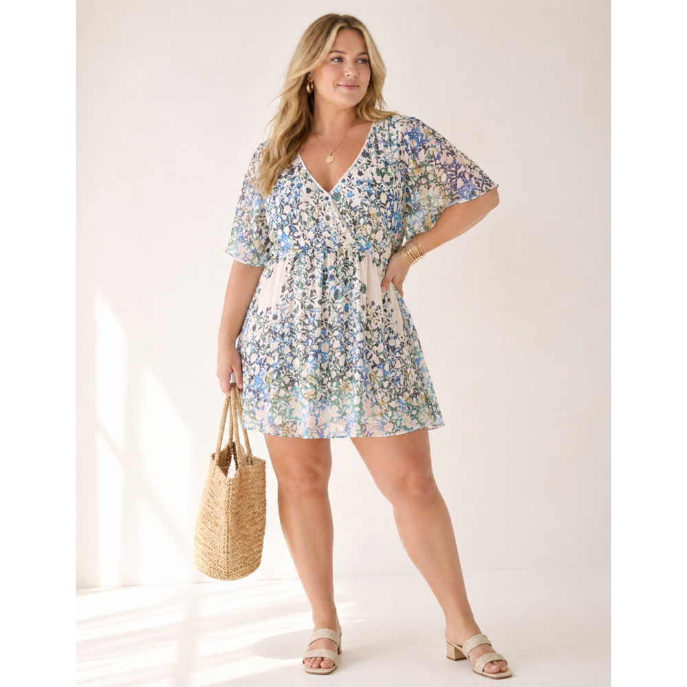 NWT Free People Sparks Fly Mini Floral Cape Dress $168 Retail Festival Garden